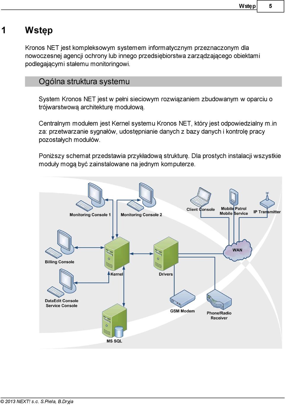 Ogólna struktura systemu System Kronos NET jest w pełni sieciowym rozwiązaniem zbudowanym w oparciu o trójwarstwową architekturę modułową.