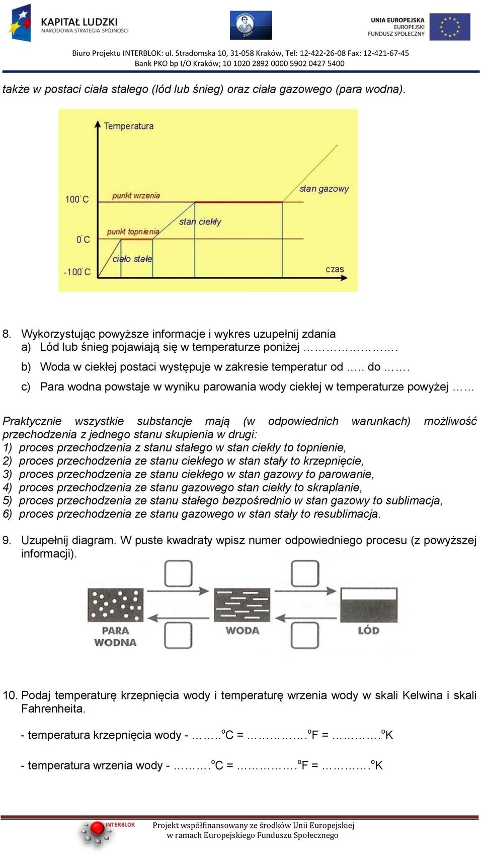 c) Para wodna powstaje w wyniku parowania wody ciekłej w temperaturze powyżej Praktycznie wszystkie substancje mają (w odpowiednich warunkach) możliwość przechodzenia z jednego stanu skupienia w