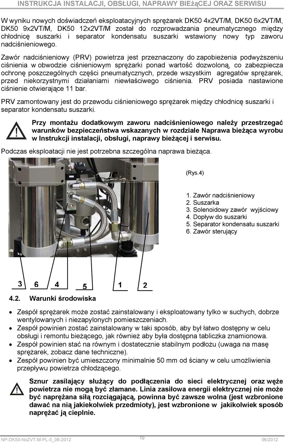 Zawór nadciśnieniowy (PRV) powietrza jest przeznaczony do zapobieżenia podwyższeniu ciśnienia w obwodzie ciśnieniowym sprężarki ponad wartość dozwoloną, co zabezpiecza ochronę poszczególnych części