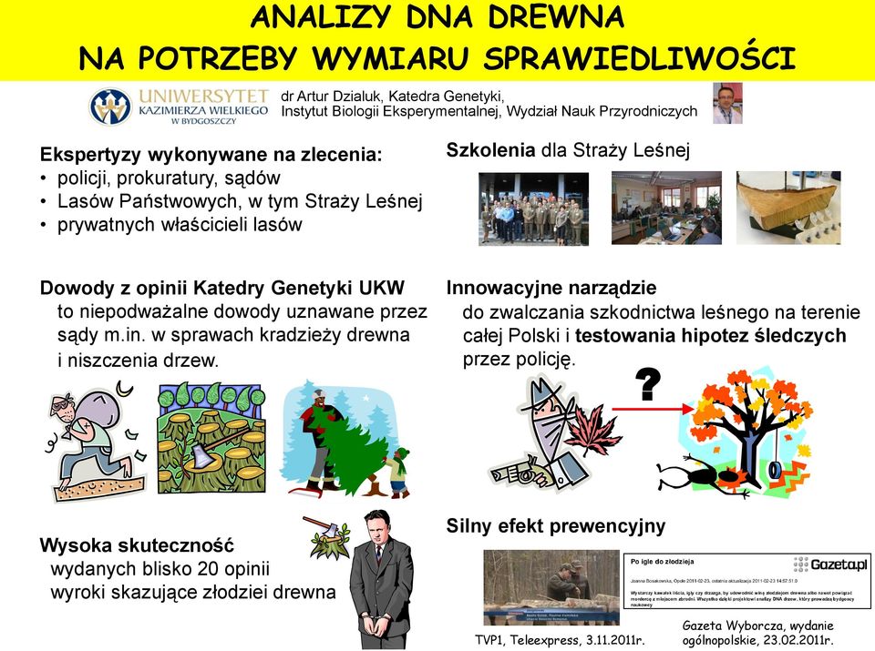 uznawane przez sądy m.in. w sprawach kradzieży drewna i niszczenia drzew.