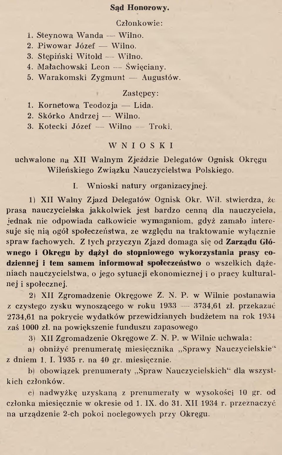 1) XII Walny Zjazd Delegatów Ognisk Okr. Wil.