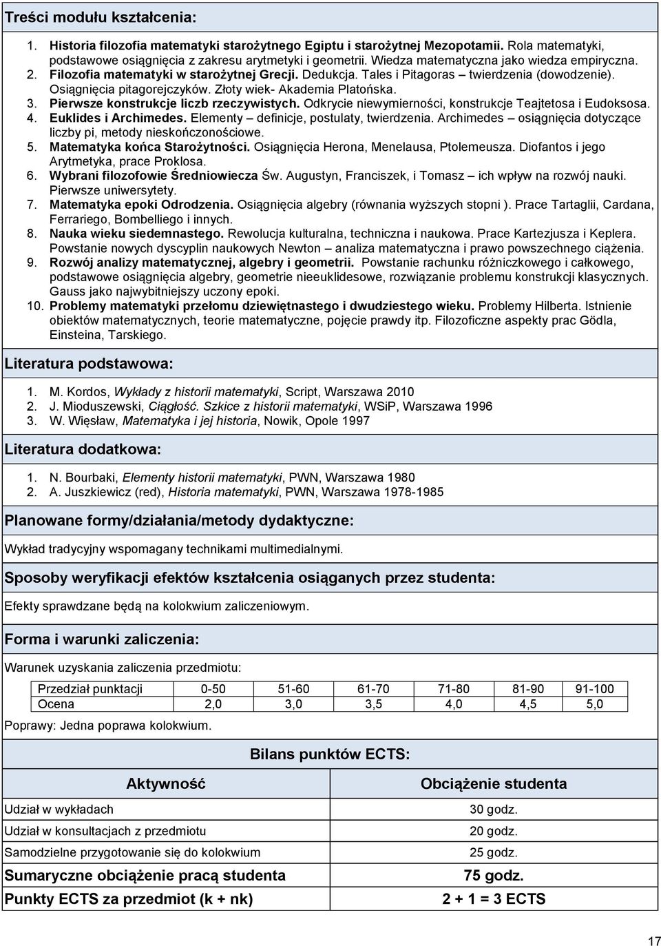 Złoty wiek- Akademia Platońska. 3. Pierwsze konstrukcje liczb rzeczywistych. Odkrycie niewymierności, konstrukcje Teajtetosa i Eudoksosa. 4. Euklides i Archimedes.