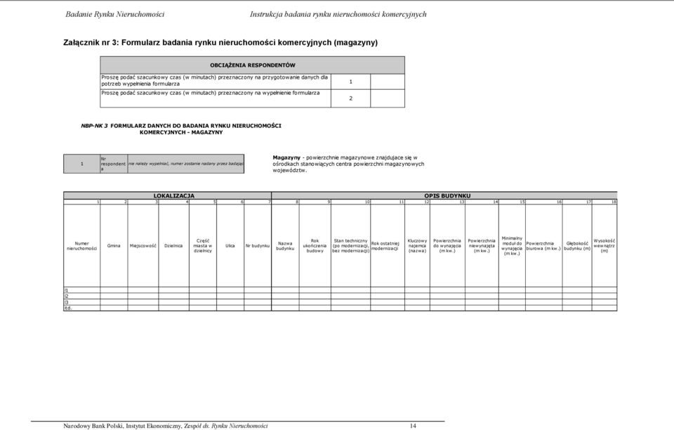 należy wypełniać, numer zostanie nadany przez badającego Magazyny - e magazynowe znajdujace się w ośrodkach stanowiących centra magazynowych województw.