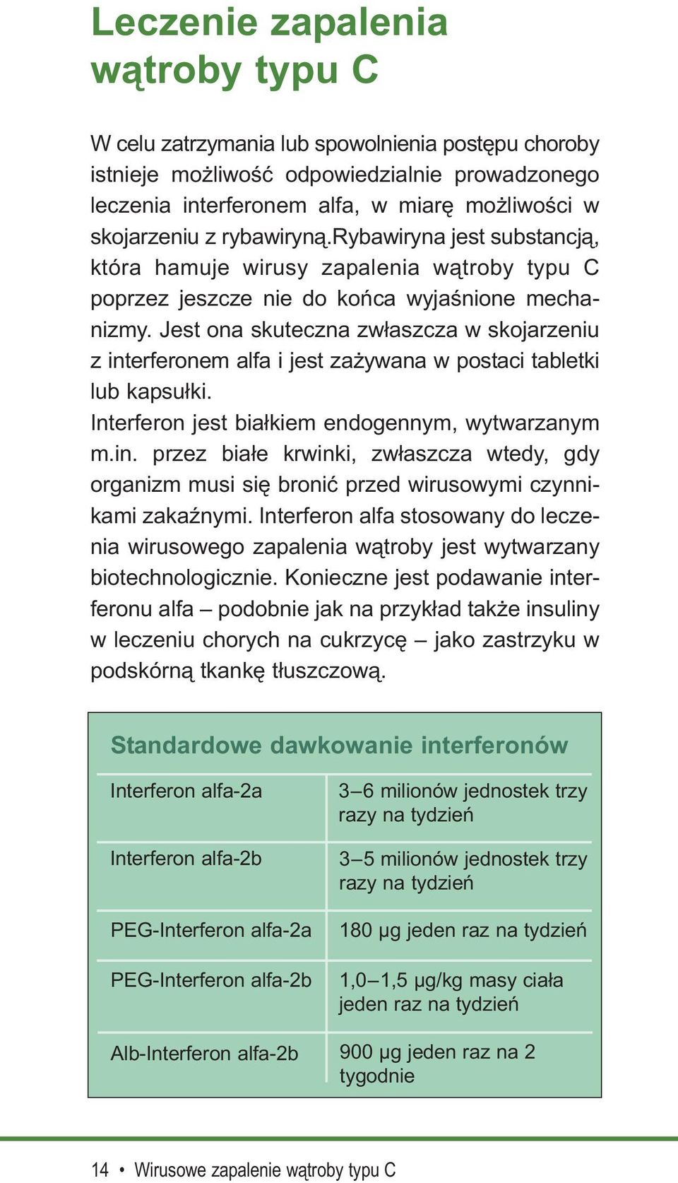 Jest ona skuteczna zwłaszcza w skojarzeniu z interferonem alfa i jest zażywana w postaci tabletki lub kapsułki. Interferon jest białkiem endogennym, wytwarzanym m.in. przez białe krwinki, zwłaszcza wtedy, gdy organizm musi się bronić przed wirusowymi czynnikami zakaźnymi.