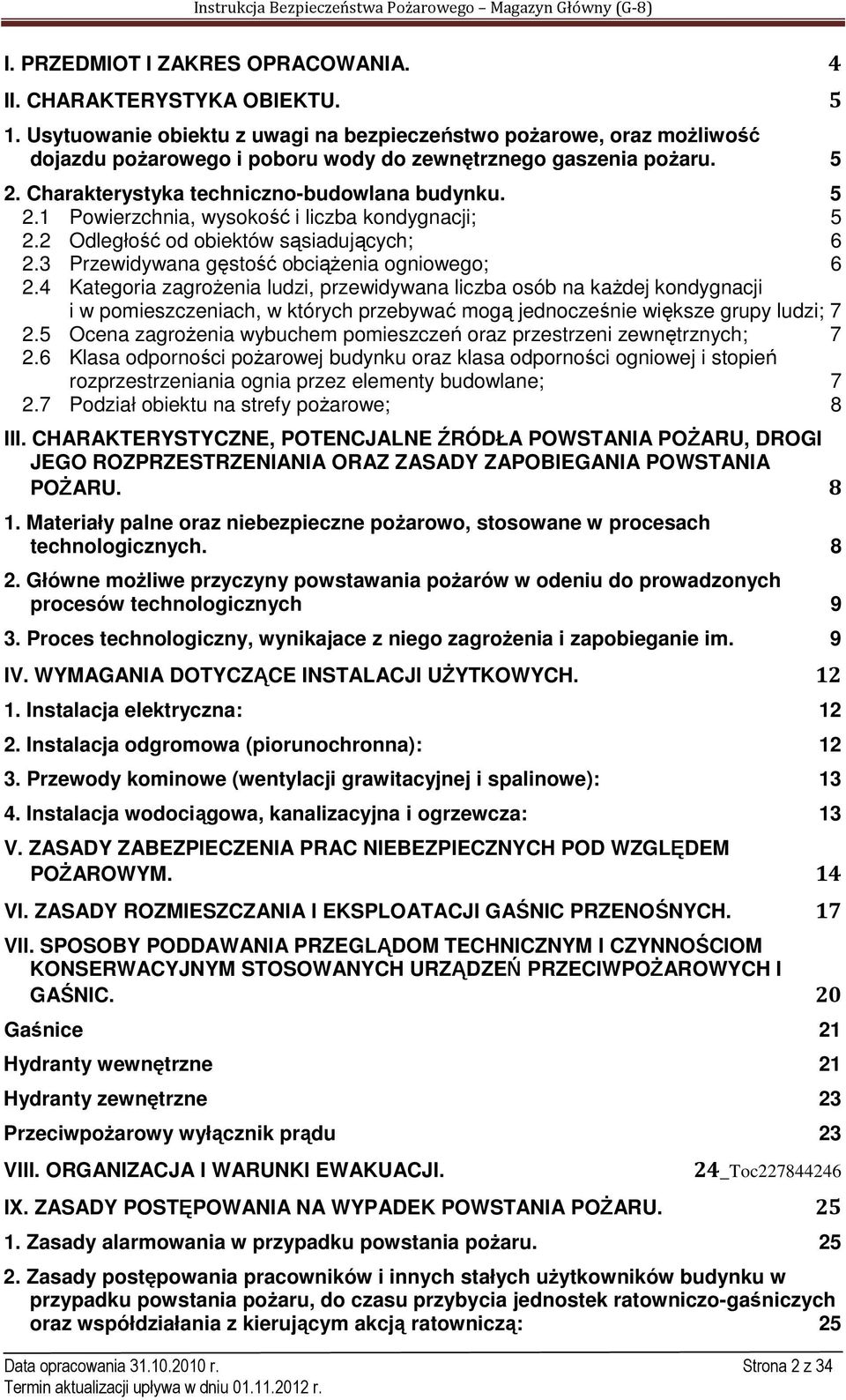 2 Odległość od obiektów sąsiadujących; 6 2.3 Przewidywana gęstość obciążenia ogniowego; 6 2.