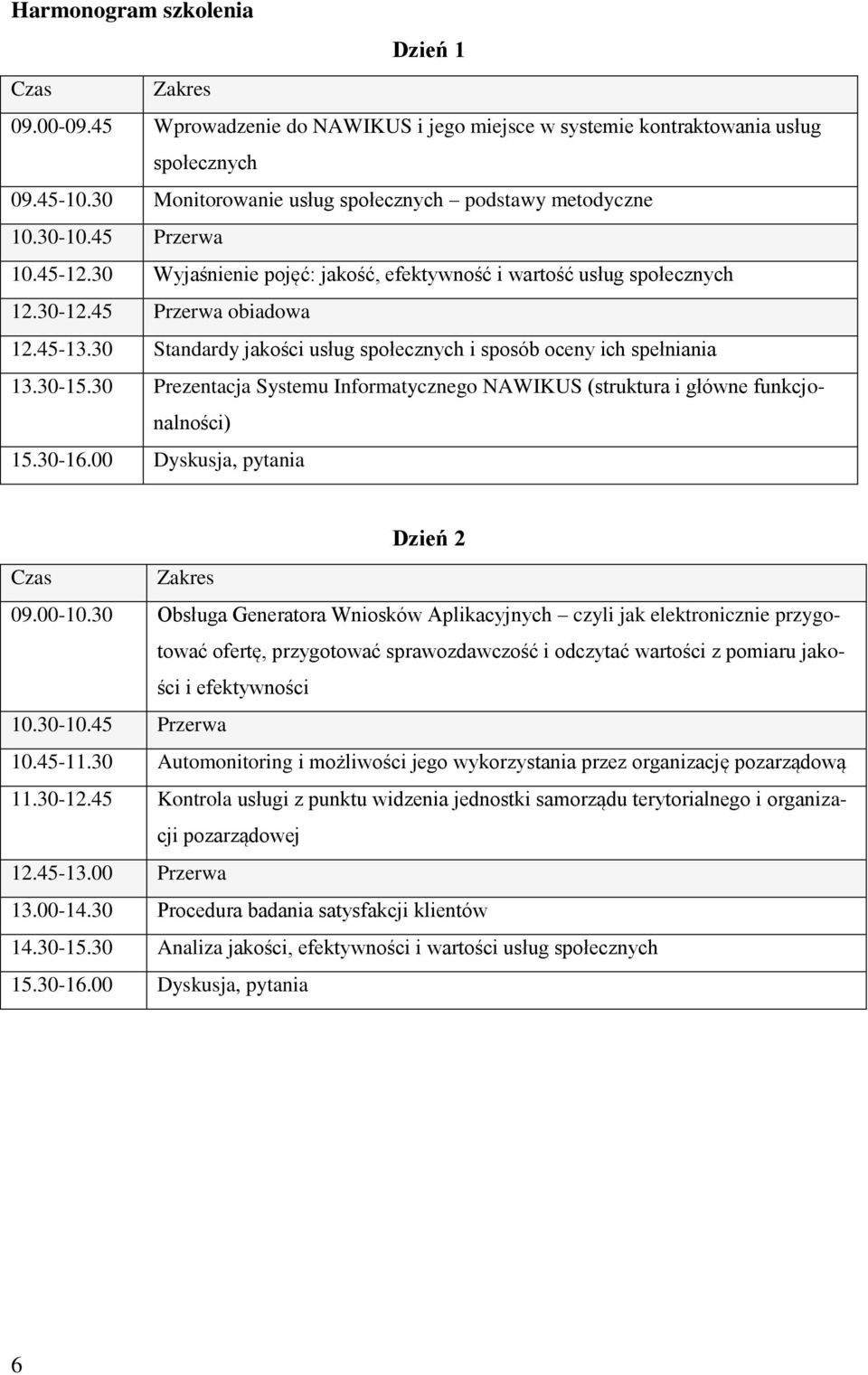 30 Prezentacja Systemu Informatycznego NAWIKUS (struktura i główne funkcjonalności) Dzień 2 09.00-10.