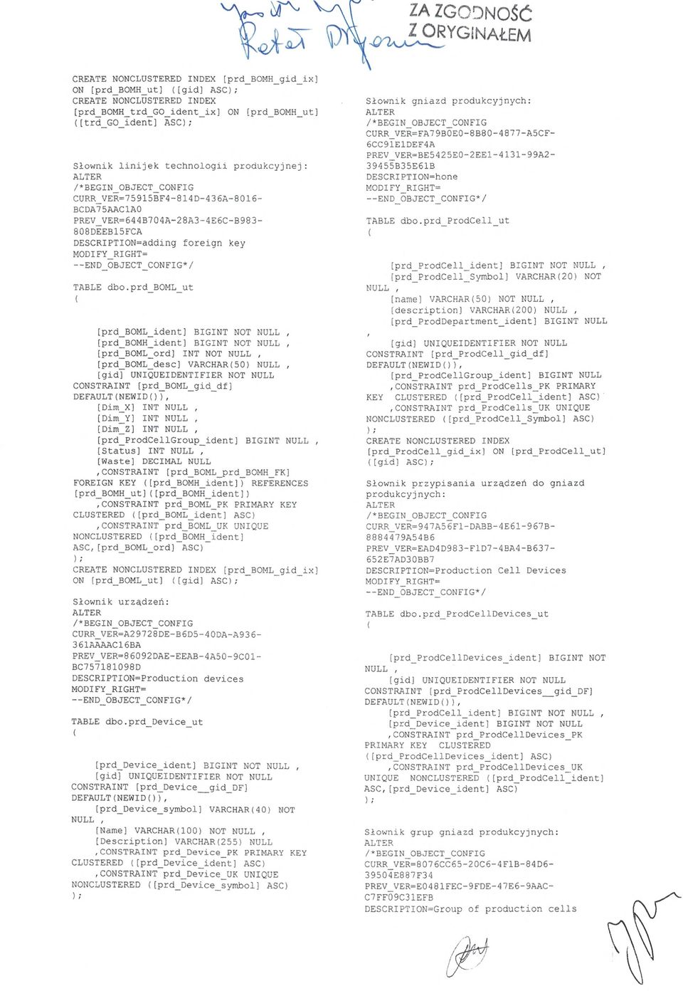 _END_OBJECTCONFIG* / TABLE dbo prdbomlut [prdbomlident] BIGINT NOT NUI,L (prd_bomident) BIGINT NOT (prd_boml_ord) INT NOT (prd_boml_desc) VARCHAR(50) [gid) UNIQUEIDENTIFIER NOT CONSTRAINT