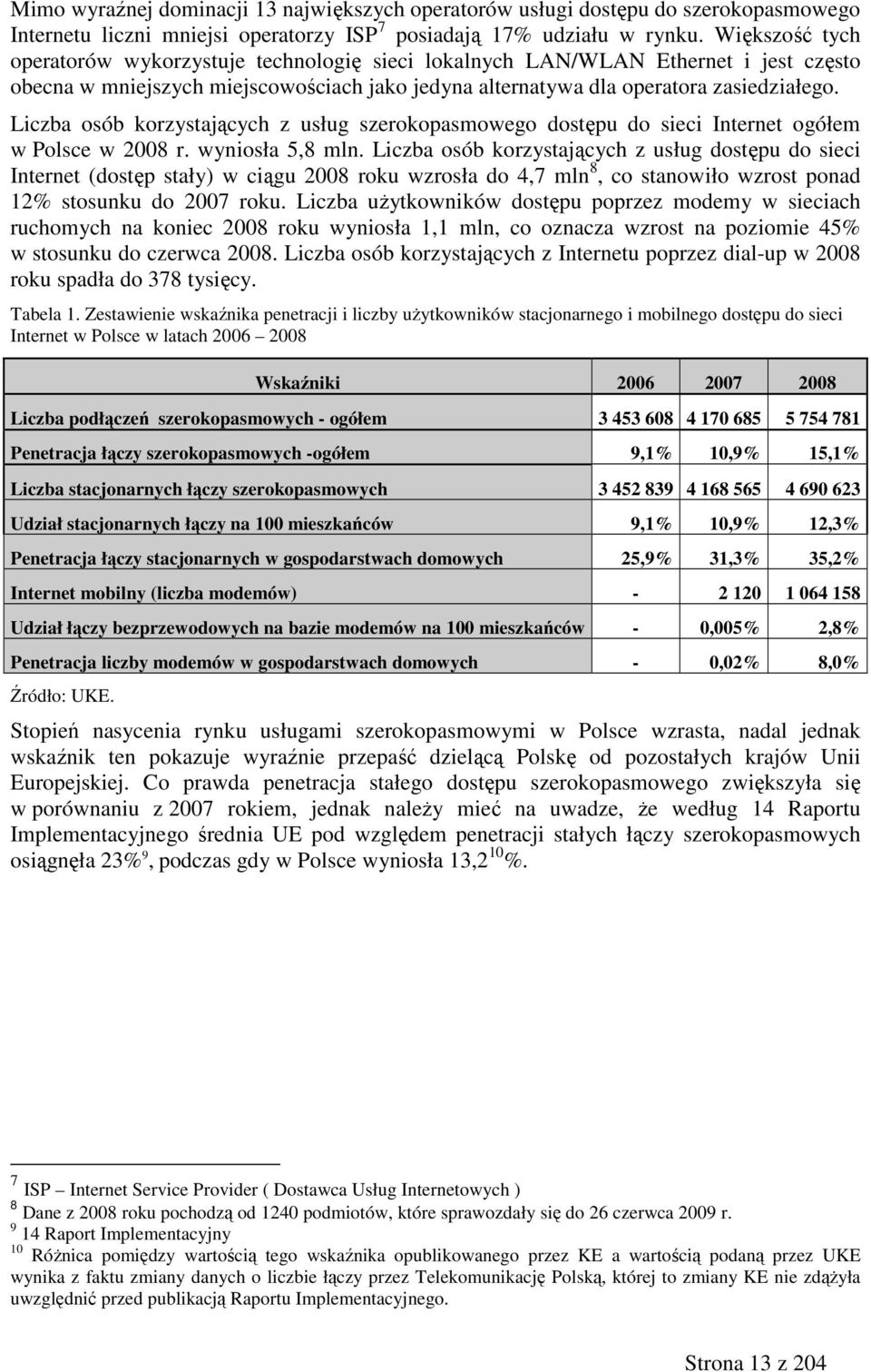 Liczba osób korzystających z usług szerokopasmowego dostępu do sieci Internet ogółem w Polsce w 2008 r. wyniosła 5,8 mln.