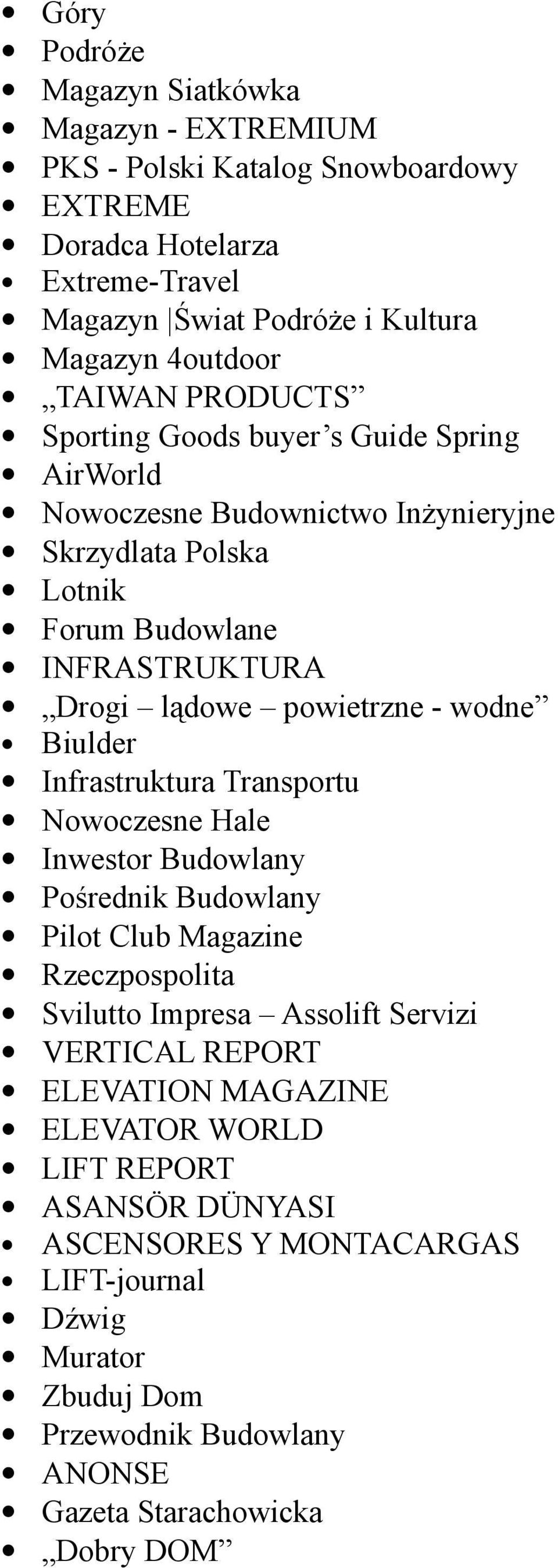 wodne Biulder Infrastruktura Transportu Nowoczesne Hale Inwestor Budowlany Pośrednik Budowlany Pilot Club Magazine Rzeczpospolita Svilutto Impresa Assolift Servizi VERTICAL REPORT