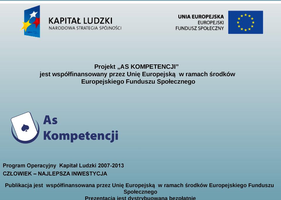 Kapitał Ludzki 2007-2013 CZŁOWIEK NAJLEPSZA INWESTYCJA Publikacja jest