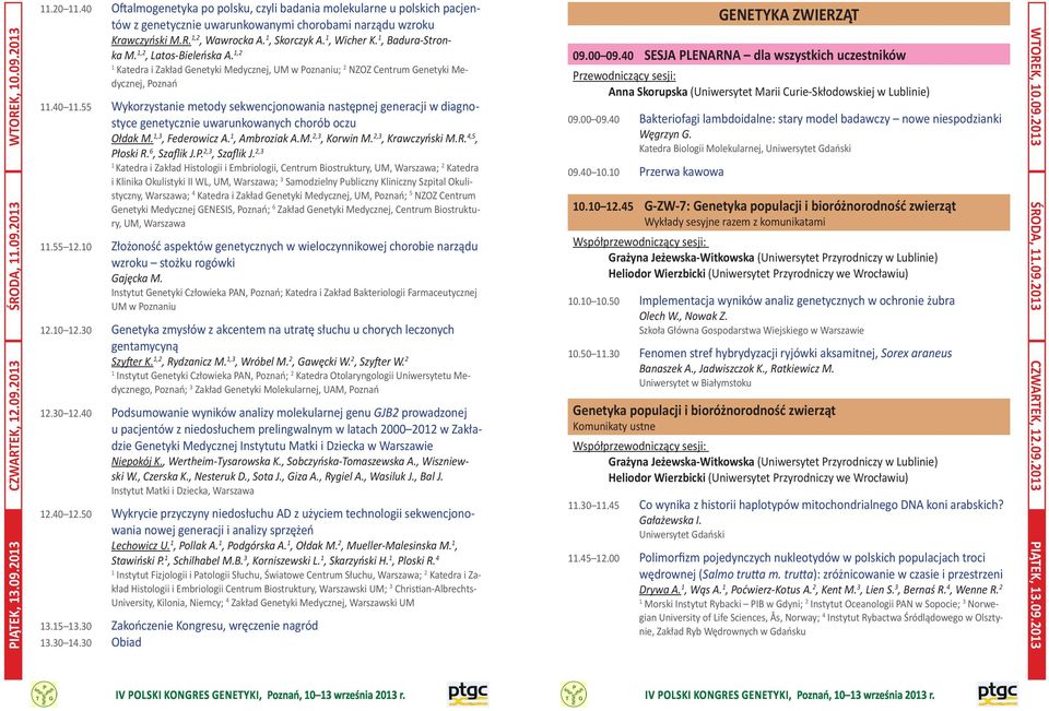 55 Wykorzystanie metody sekwencjonowania następnej generacji w diagnostyce genetycznie uwarunkowanych chorób oczu Ołdak M.,3, Federowicz A., Ambroziak A.M. 2,3, Korwin M. 2,3, Krawczyński M.R.