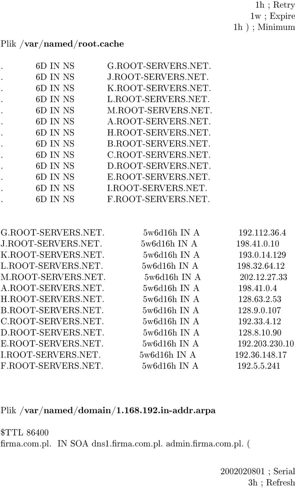 ROOT-SERVERS.NET. 1h ; Retry 1w ; Expire 1h ) ; Minimum G.ROOT-SERVERS.NET. 5w6d16h IN A 192.112.36.4 J.ROOT-SERVERS.NET. 5w6d16h IN A 198.41.0.10 K.ROOT-SERVERS.NET. 5w6d16h IN A 193.0.14.129 L.