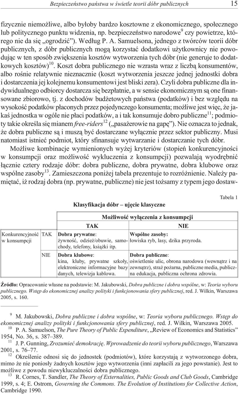 Samuelsona, jednego z twórców teorii dóbr publicznych, z dóbr publicznych mog¹ korzystaæ dodatkowi u ytkownicy nie powoduj¹c w ten sposób zwiêkszenia kosztów wytworzenia tych dóbr (nie generuje to