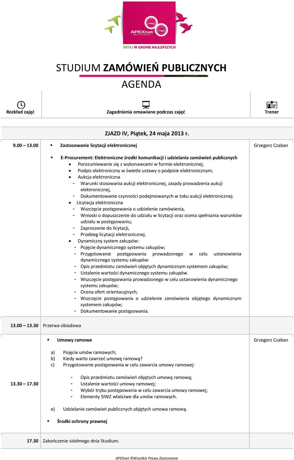 elektroniczny w świetle ustawy o podpisie elektronicznym; Aukcja elektroniczna - Warunki stosowania aukcji elektronicznej, zasady prowadzenia aukcji elektronicznej, - Dokumentowanie czynności