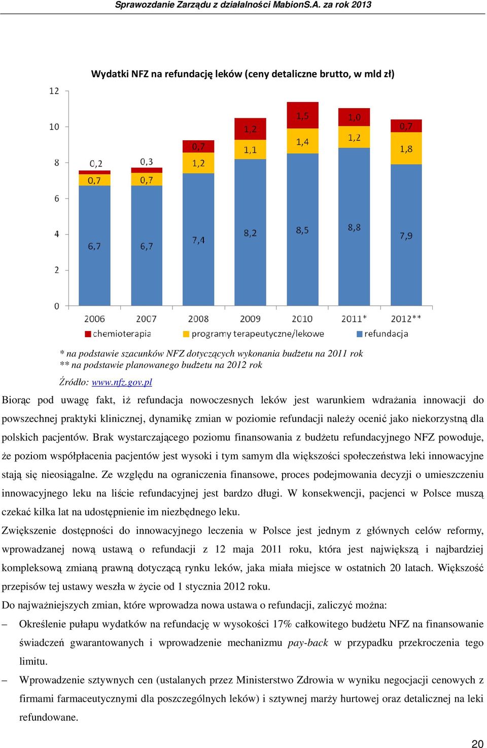 pl Biorąc pod uwagę fakt, iŝ refundacja nowoczesnych leków jest warunkiem wdraŝania innowacji do powszechnej praktyki klinicznej, dynamikę zmian w poziomie refundacji naleŝy ocenić jako niekorzystną