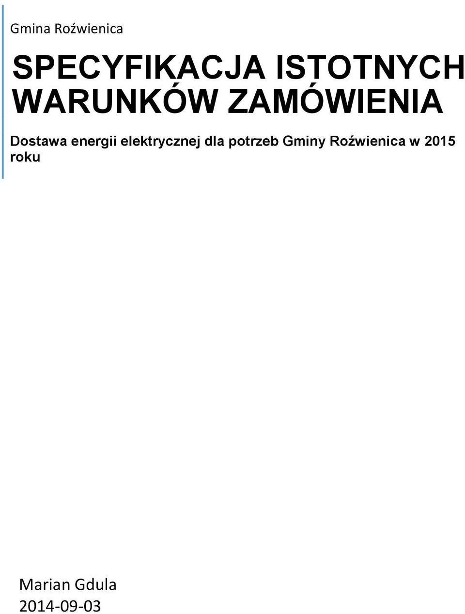 energii elektrycznej dla potrzeb Gminy