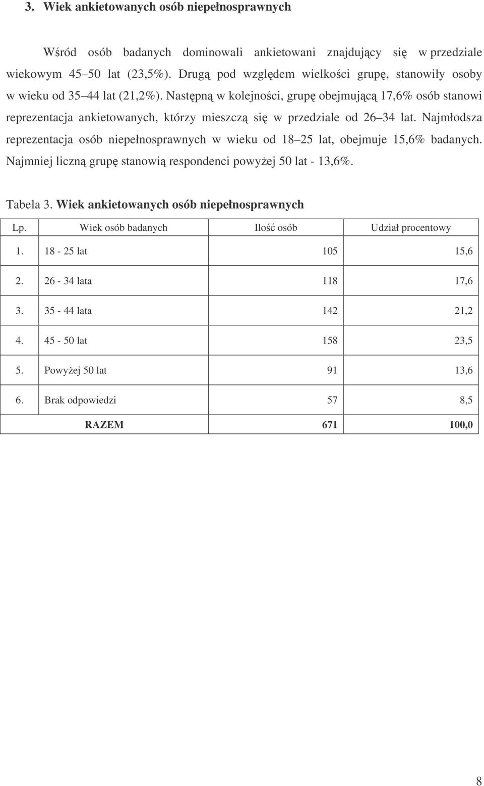 Nastpn w kolejnoci, grup obejmujc 17,6% osób stanowi reprezentacja ankietowanych, którzy mieszcz si w przedziale od 26 34 lat.