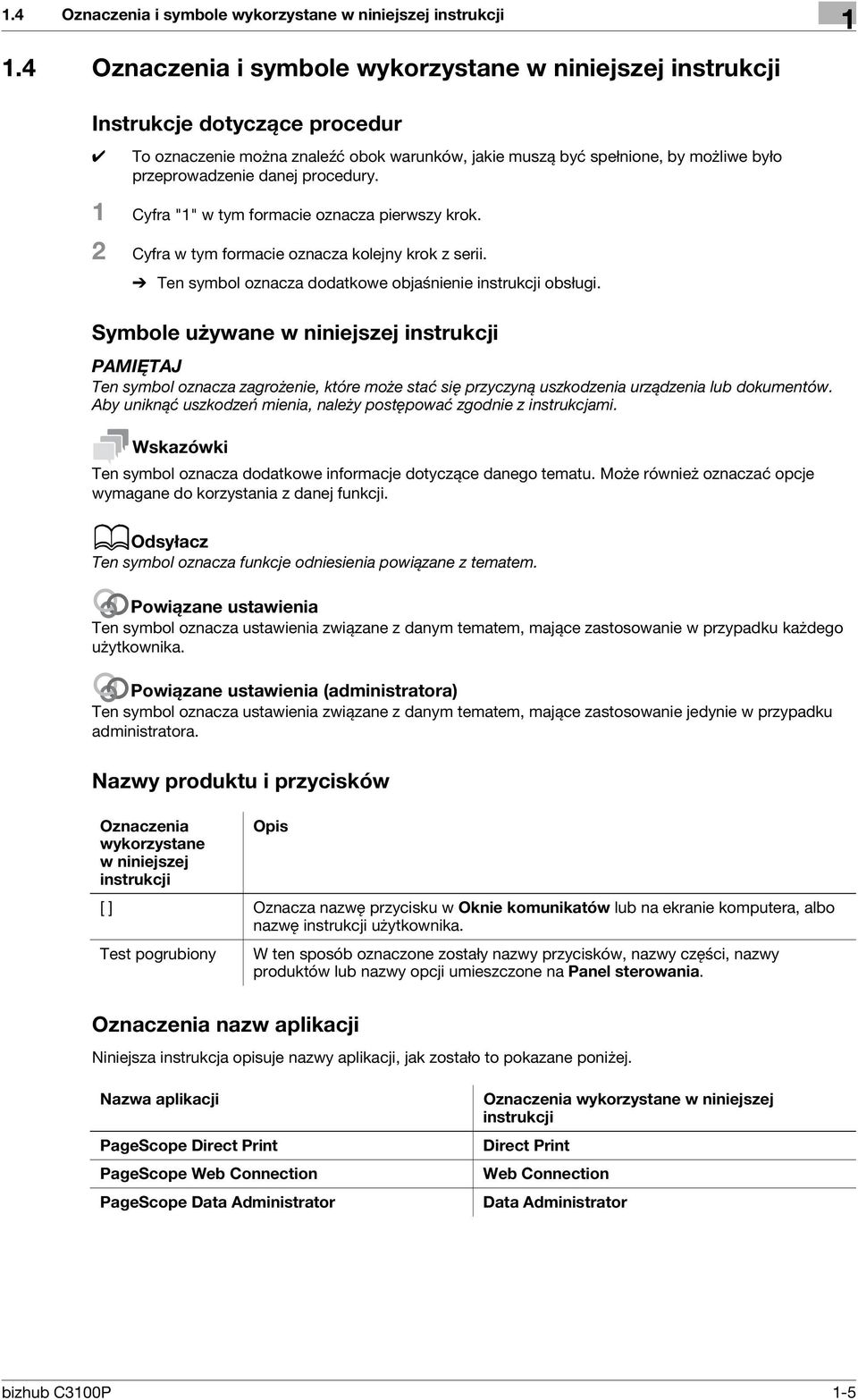 procedury. 1 Cyfra "1" w tym formacie oznacza pierwszy krok. 2 Cyfra w tym formacie oznacza kolejny krok z serii. % Ten symbol oznacza dodatkowe objaśnienie instrukcji obsługi.