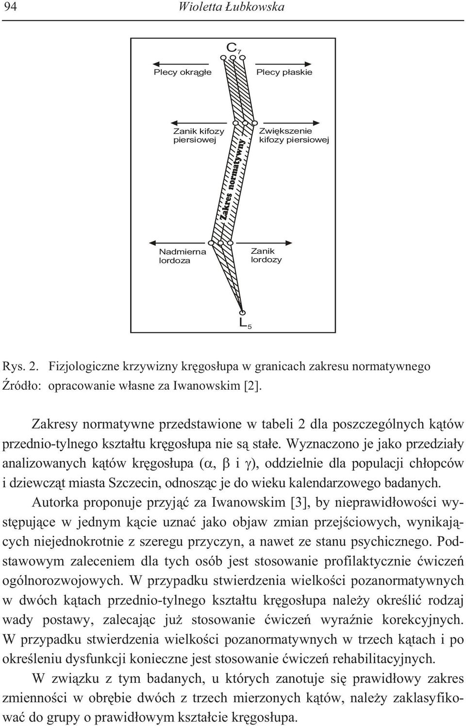 Zakresy normatywne przedstawione w tabeli 2 dla poszczególnych k tów przednio-tylnego kszta tu kr gos upa nie s sta e.