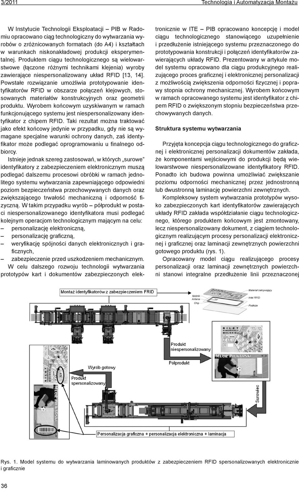 Produktem ciągu technologicznego są wielowarstwowe (łączone różnymi technikami klejenia) wyroby zawierające niespersonalizowany układ RFID [13, 14].