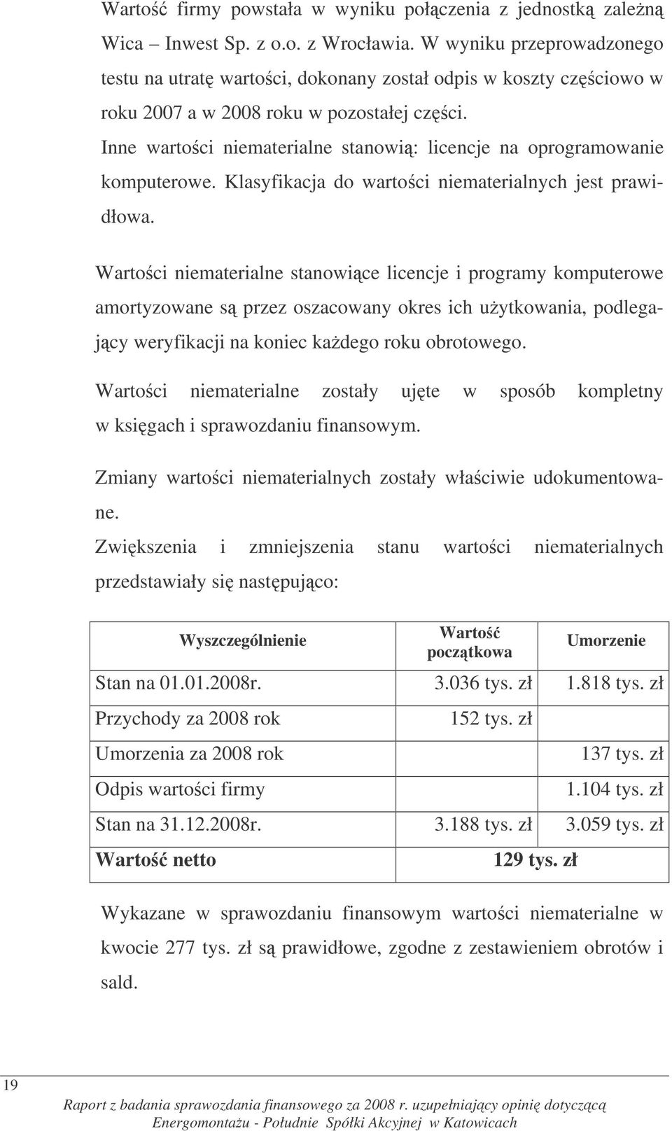 Inne wartoci niematerialne stanowi: licencje na oprogramowanie komputerowe. Klasyfikacja do wartoci niematerialnych jest prawidłowa.