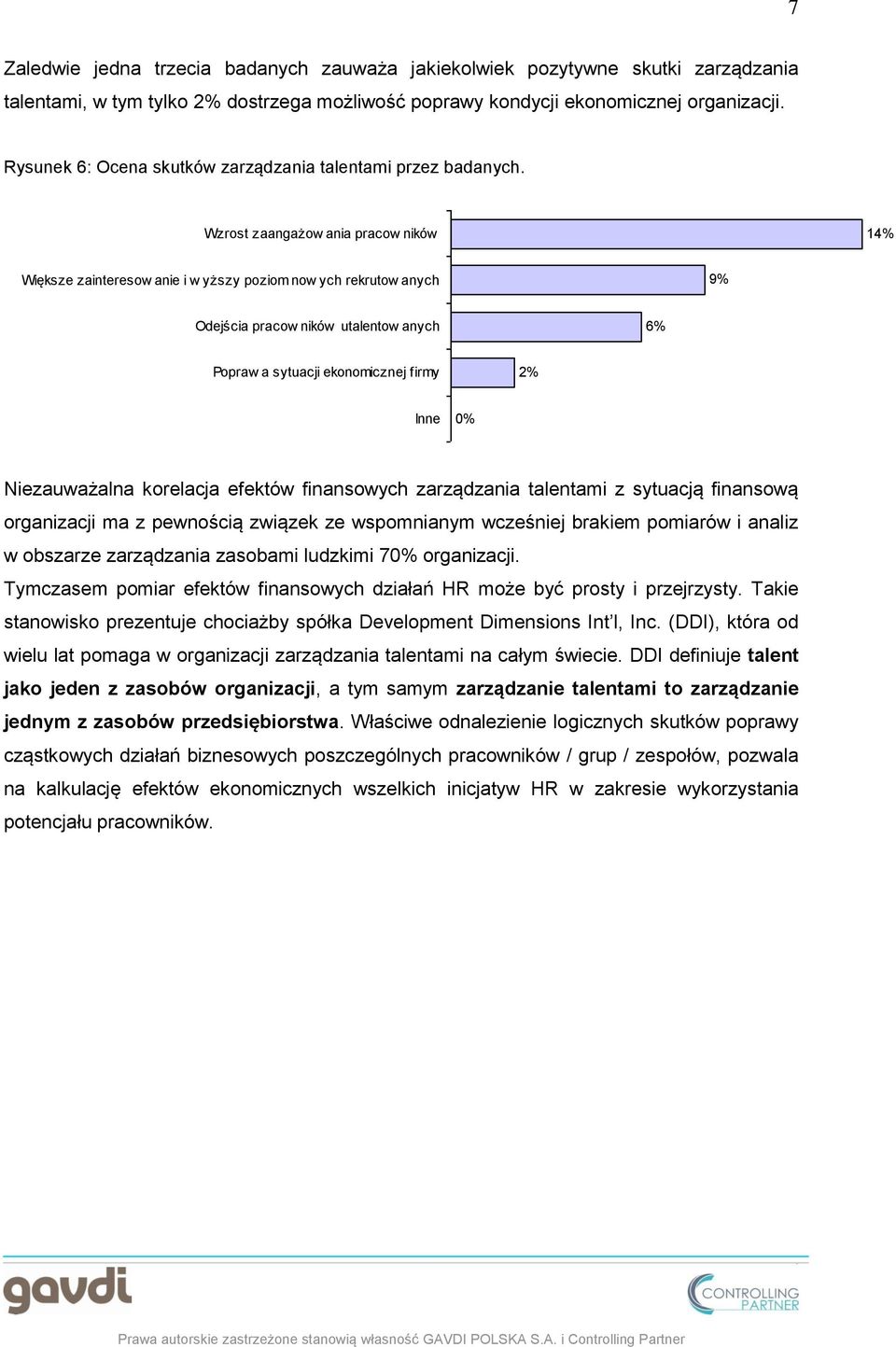 sytuacji ekonomicznej firmy 2% Inne 0% Niezauważalna korelacja efektów finansowych zarządzania talentami z sytuacją finansową organizacji ma z pewnością związek ze wspomnianym wcześniej brakiem