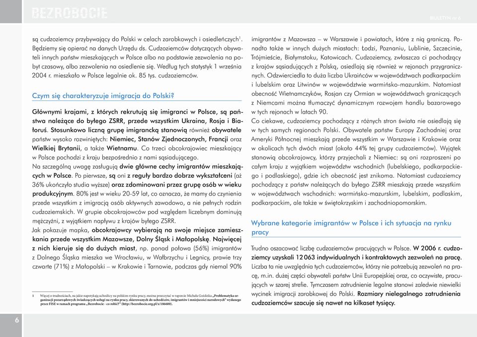 mieszkało w Polsce legalnie ok. 85 tys. cudzoziemców. Czym się charakteryzuje imigracja do Polski?