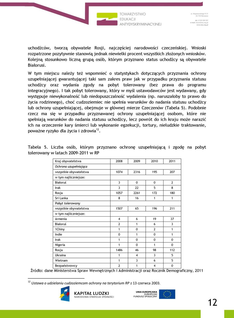 W tym miejscu należy też wspomnieć o statystykach dotyczących przyznania ochrony uzupełniającej gwarantującej taki sam zakres praw jak w przypadku przyznania statusu uchodźcy oraz wydania zgody na