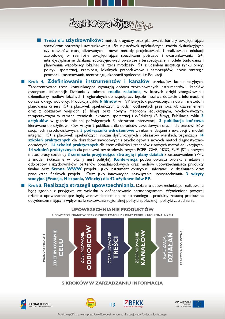 modele budowania i planowania współpracy lokalnej na rzecz młodzieży 15+ z udziałem instytucji rynku pracy, polityki społecznej, rzemiosła, lokalnych pracodawców i samorządów, nowe strategie promocji