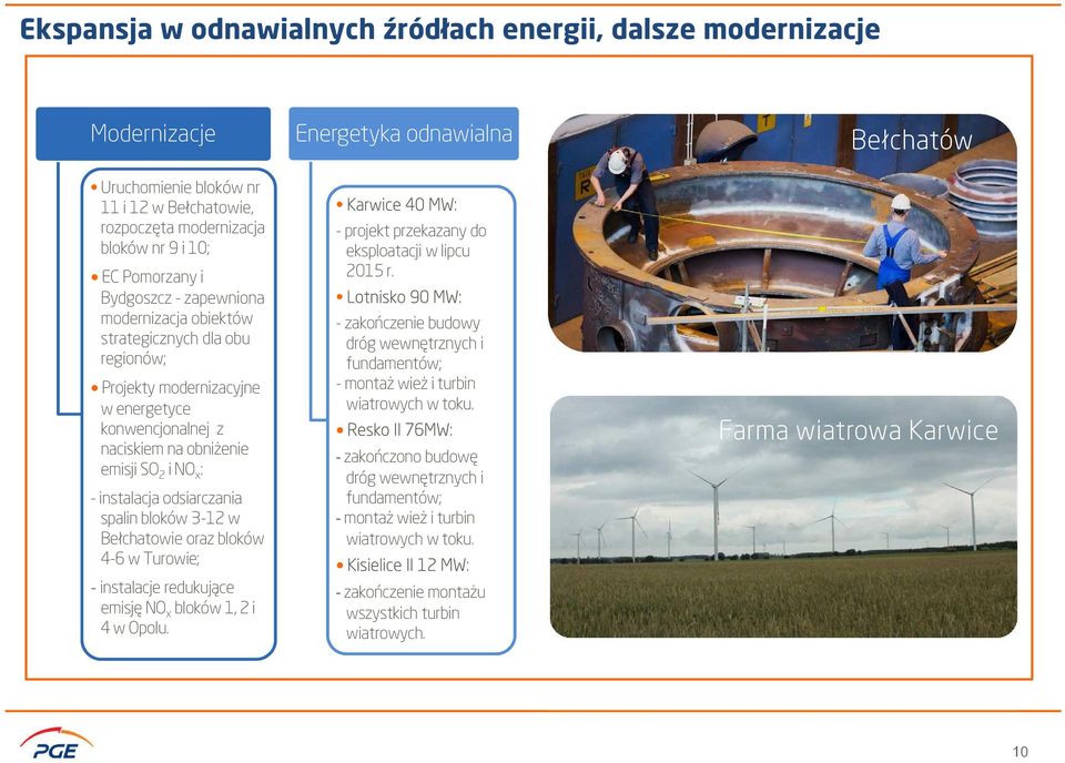 bloków 3-12 w Bełchatowie oraz bloków 4-6 w Turowie; - instalacje redukujące emisję NO x bloków 1, 2 i 4 w Opolu.