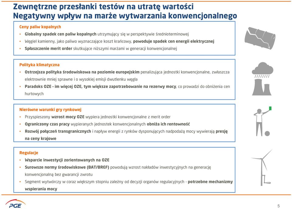 Polityka klimatyczna Ostrzejsza polityka środowiskowa na poziomie europejskim penalizująca jednostki konwencjonalne, zwłaszcza elektrownie mniej sprawne i o wysokiej emisji dwutlenku węgla Paradoks