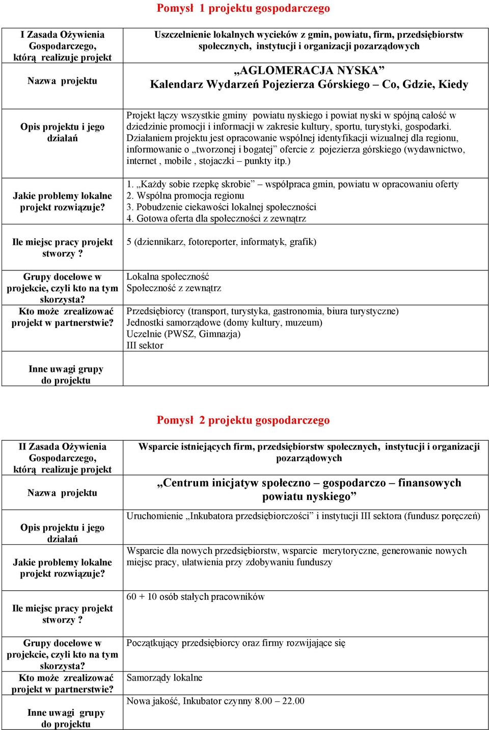 Działaniem projektu jest opracowanie wspólnej identyfikacji wizualnej dla regionu, informowanie o tworzonej i bogatej ofercie z pojezierza górskiego (wydawnictwo, internet, mobile, stojaczki punkty