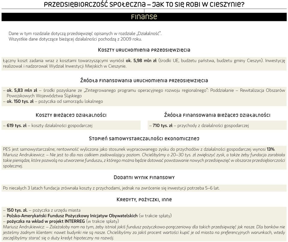 Inwestycję realizował i nadzorował Wydział Inwestycji Miejskich w Cieszynie. Źródła finansowania uruchomienia przedsięwzięcia ok.