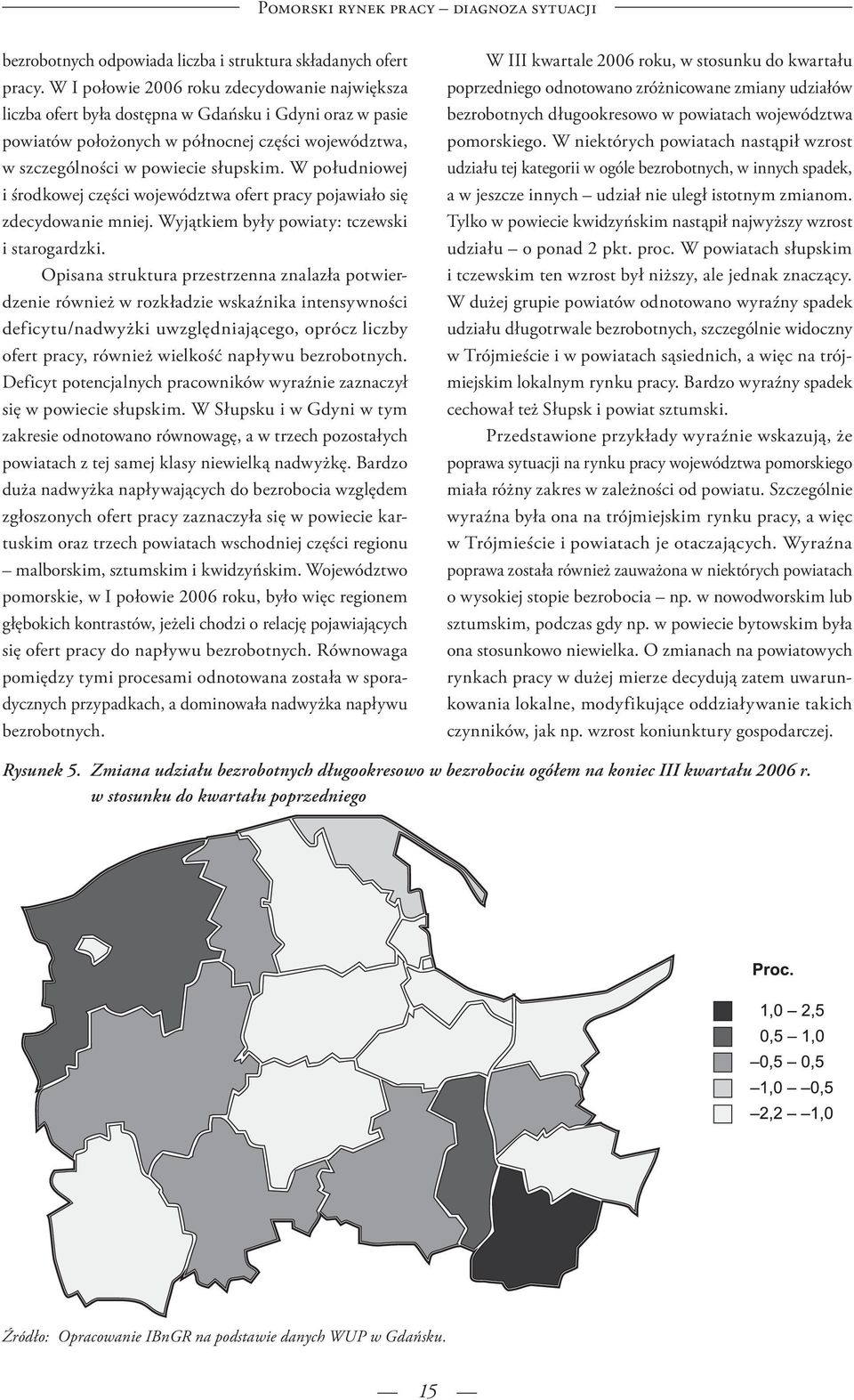 W południowej i środkowej części województwa ofert pracy pojawiało się zdecydowanie mniej. Wyjątkiem były powiaty: tczewski i starogardzki.