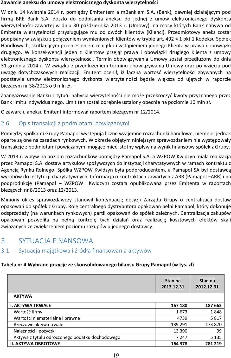 (Umowy), na mocy których Bank nabywa od Emitenta wierzytelności przysługujące mu od dwóch klientów (Klienci).