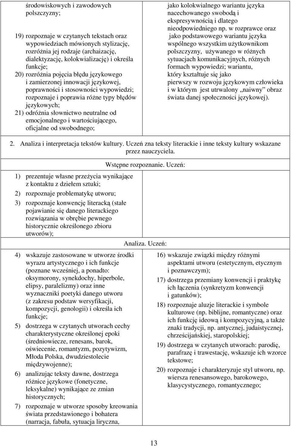 neutralne od emocjonalnego i wartościującego, oficjalne od swobodnego; jako kolokwialnego wariantu języka nacechowanego swobodą i ekspresywnością i dlatego nieodpowiedniego np.