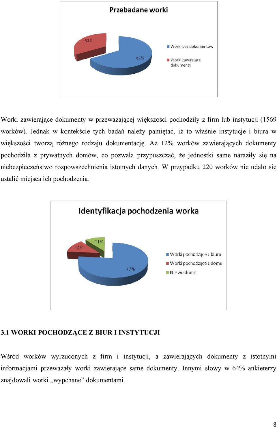 Aż 12% worków zawierających dokumenty pochodziła z prywatnych domów, co pozwala przypuszczać, że jednostki same naraziły się na niebezpieczeństwo rozpowszechnienia istotnych danych.