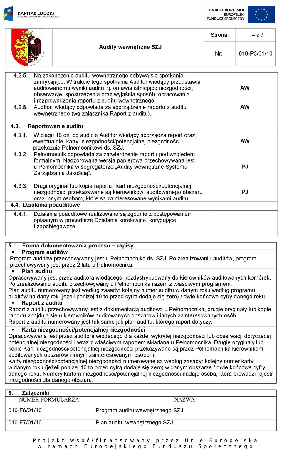 Auditor wiodący odpowiada za sporządzenie raportu z auditu wewnętrznego (wg załącznika Raport z auditu). 4.3. Raportowanie auditu 4.3.1.