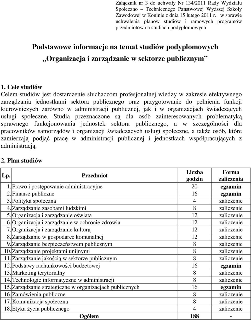 Cele studiów Celem studiów jest dostarczenie słuchaczom profesjonalnej wiedzy w zakresie efektywnego zarządzania jednostkami sektora publicznego oraz przygotowanie do pełnienia funkcji kierowniczych