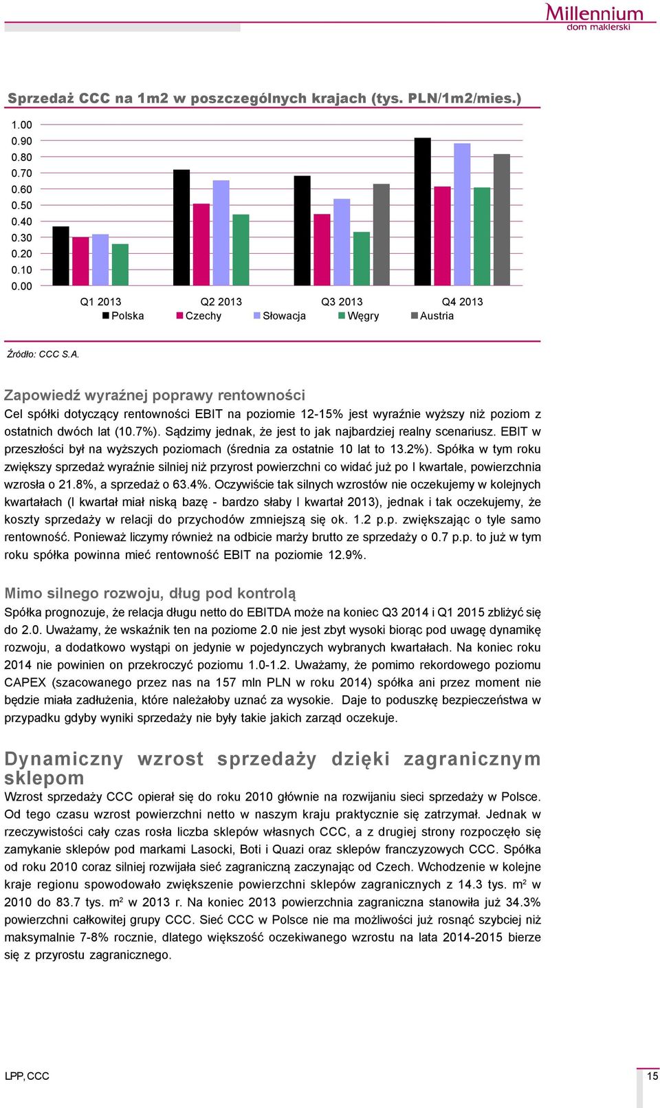 stria ŹrÅdło: CCC S.A. Zapowiedź wyraźnej poprawy rentowności Cel spçłki dotyczący rentowności EBIT na poziomie 12-15% jest wyraźnie wyższy niż poziom z ostatnich dwçch lat (10.7%).