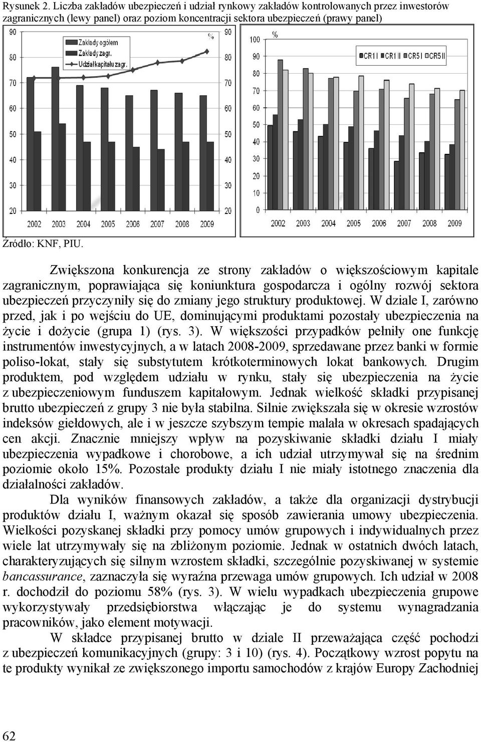 produktowej. W dziale I, zarówno przed, jak i po wejściu do UE, dominującymi produktami pozostały ubezpieczenia na życie i dożycie (grupa 1) (rys. 3).