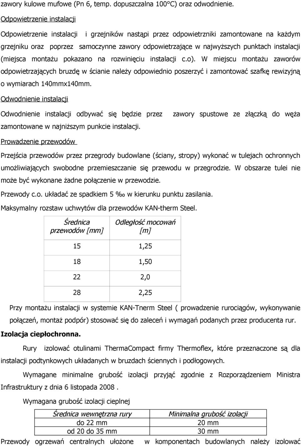 instalacji (miejsca montażu pokazano na rozwinięciu instalacji c.o).