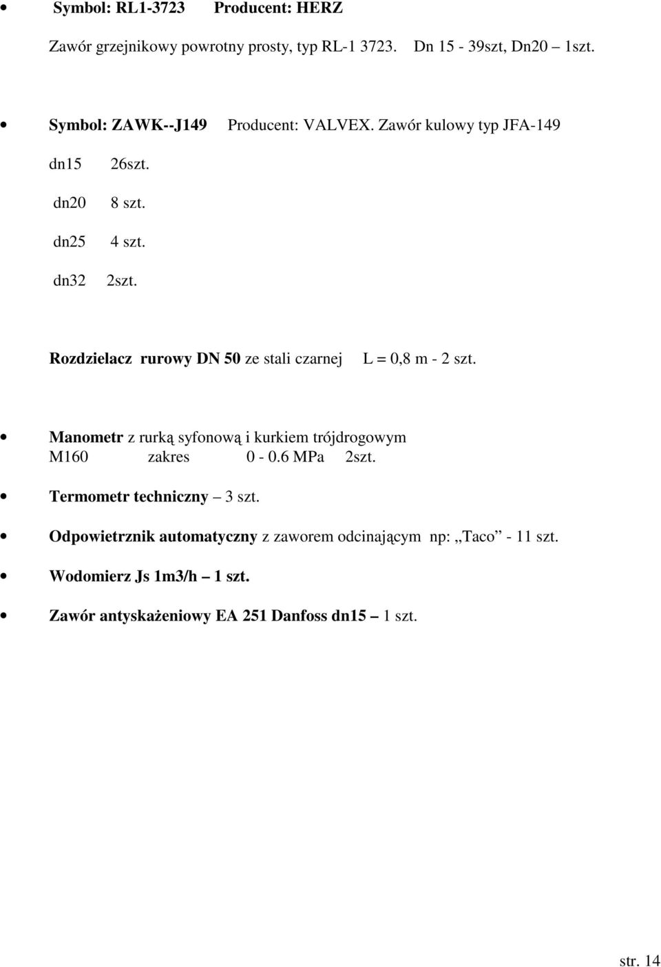 Rozdzielacz rurowy DN 50 ze stali czarnej L = 0,8 m - 2 szt. Manometr z rurką syfonową i kurkiem trójdrogowym M160 zakres 0-0.