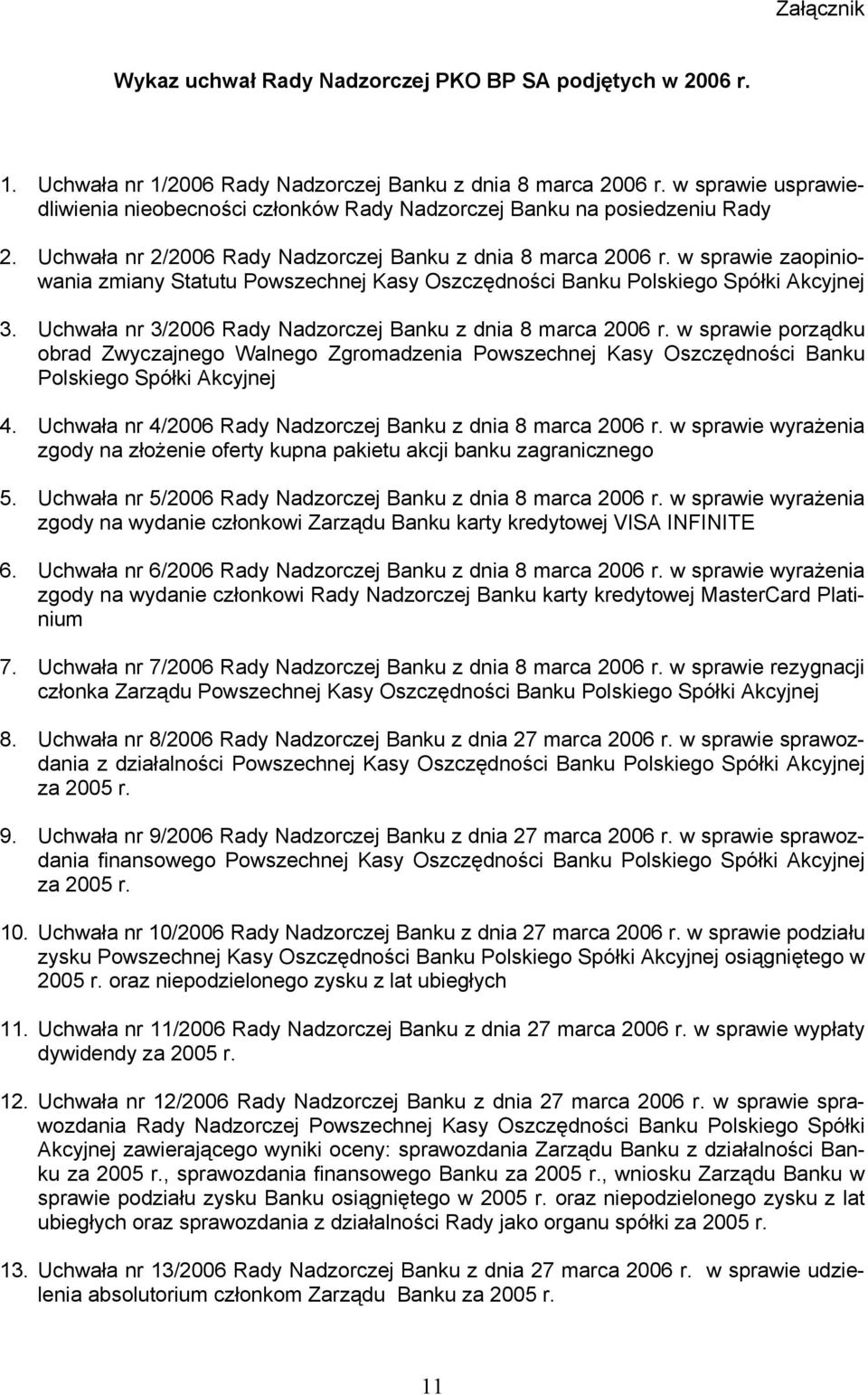 w sprawie zaopiniowania zmiany Statutu Powszechnej Kasy Oszczędności Banku Polskiego Spółki Akcyjnej 3. Uchwała nr 3/2006 Rady Nadzorczej Banku z dnia 8 marca 2006 r.