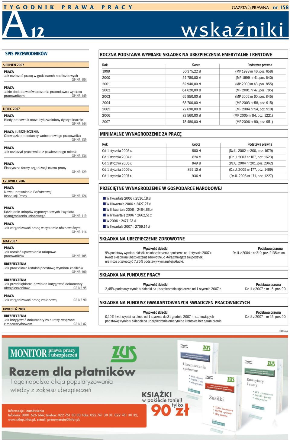 powierzonego mienia GP NR 134 Elastyczne formy organizacji czasu pracy GP NR 129 CZERWIEC 2007 Nowe uprawnienia Państwowej Inspekcji Pracy GP NR 124 Udzielanie urlopów wypoczynkowych i wypłata