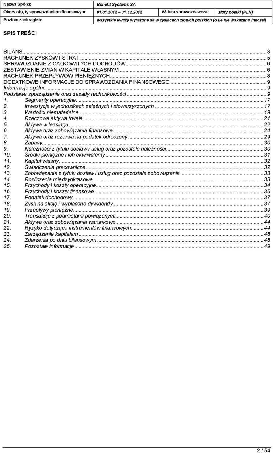 Inwestycje w jednostkach zależnych i stowarzyszonych... 17 3. Wartości niematerialne... 19 4. Rzeczowe aktywa trwałe... 21 5. Aktywa w leasingu... 22 6. Aktywa oraz zobowiązania finansowe... 24 7.