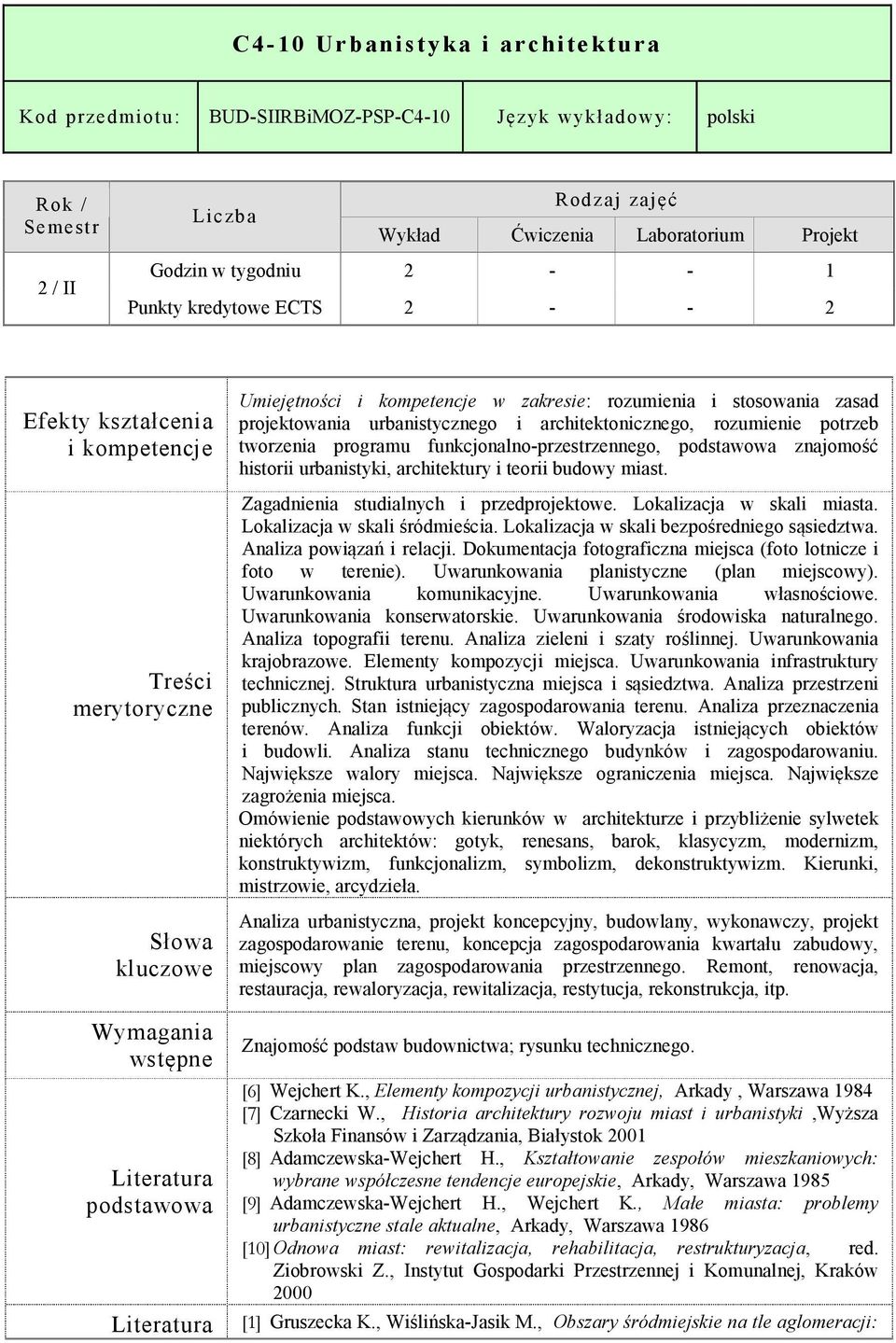 historii urbanistyki, architektury i teorii budowy miast. Zagadnienia studialnych i przedprojektowe. Lokalizacja w skali miasta. Lokalizacja w skali śródmieścia.