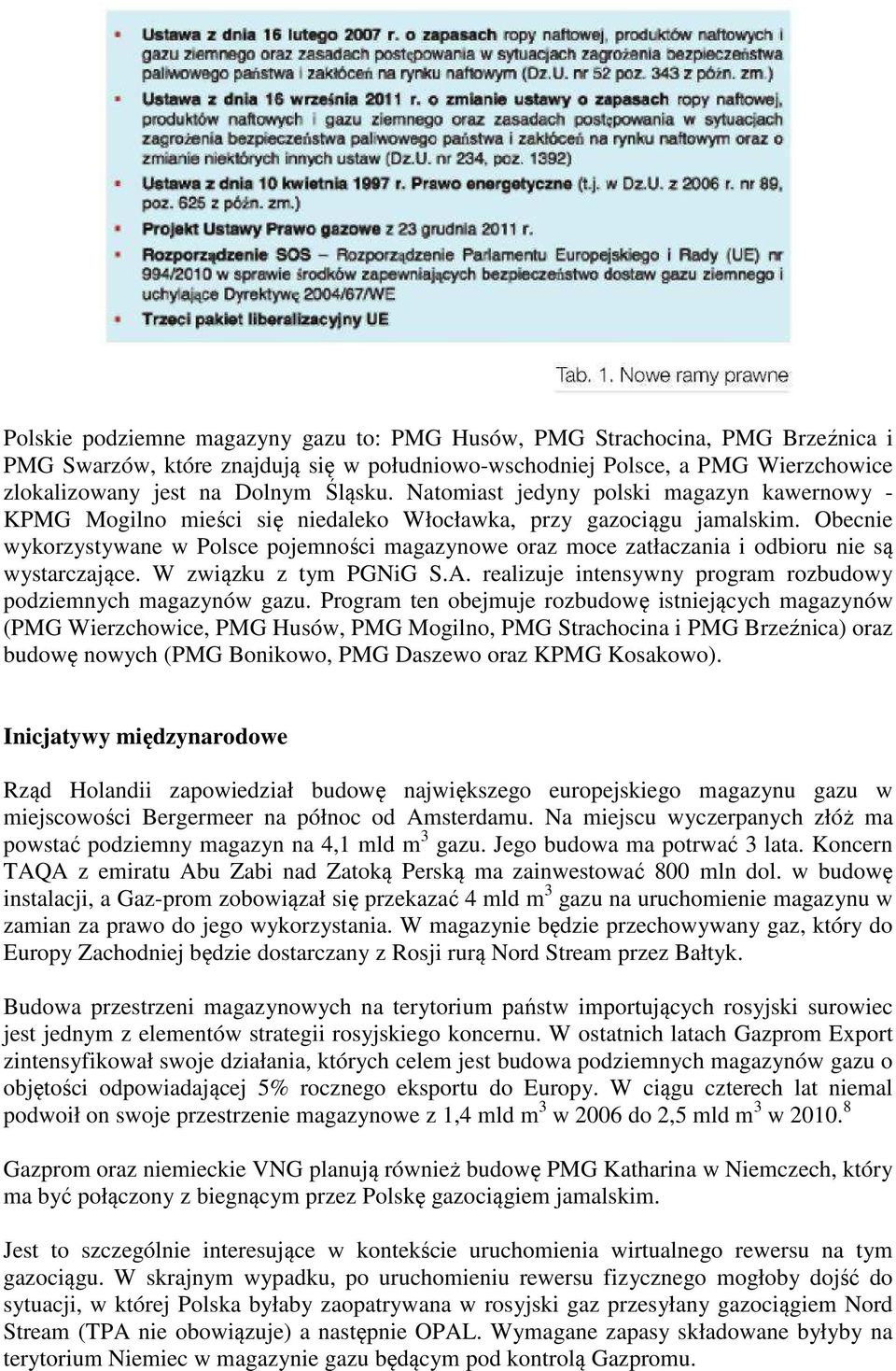 Obecnie wykorzystywane w Polsce pojemności magazynowe oraz moce zatłaczania i odbioru nie są wystarczające. W związku z tym PGNiG S.A.