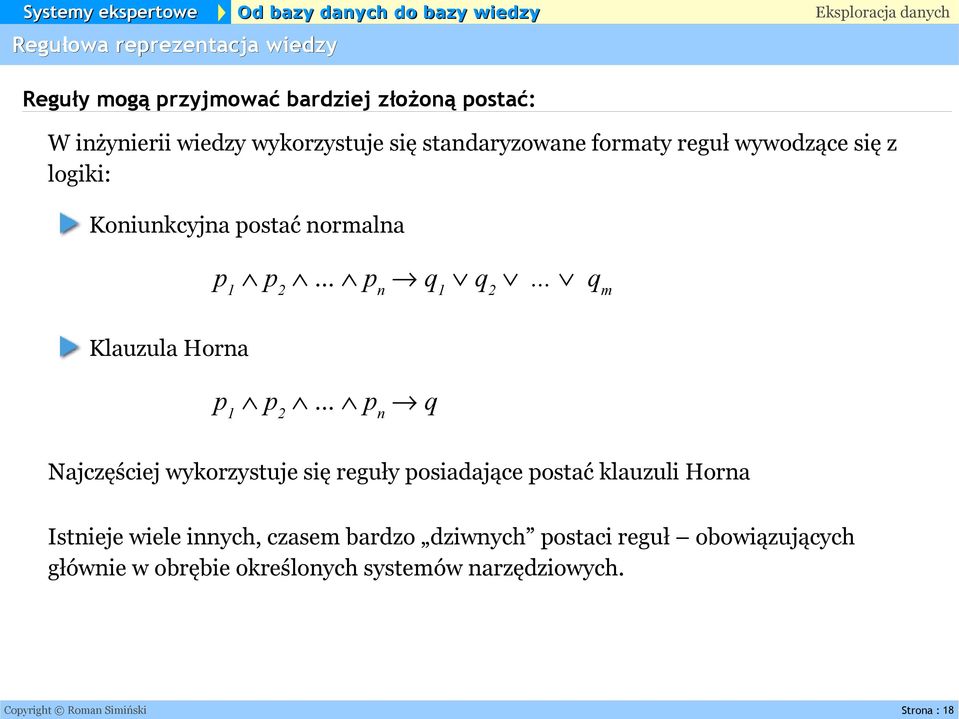 .. q m Klauzula Horna p 1 p 2.