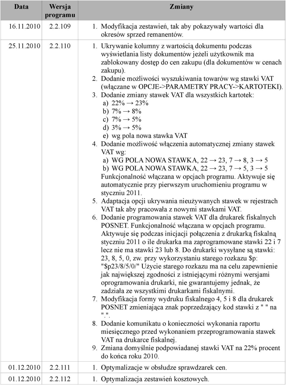 Dodanie możliwości wyszukiwania towarów wg stawki VAT (włączane w OPCJE->PARAMETRY PRACY->KARTOTEKI). 3.